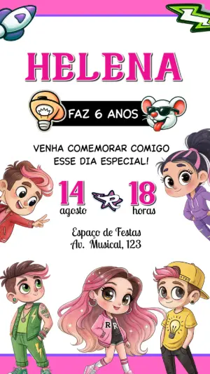 Convite Aniversário Os Rosas Emily Vick para Editar Online