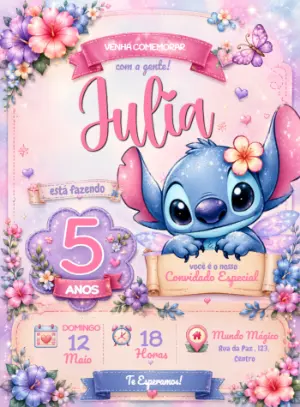 Invitación de cumpleaños Stitch – Estático – Janeiro 