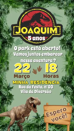 Invitación de cumpleaños Dinosaurio – Estático – Convide aê!