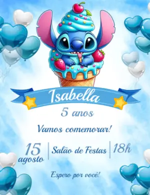 Invitación de cumpleaños Stitch – Estático – Milly Design
