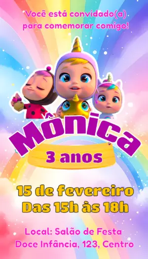 Convite de Aniversário Cry Babies Magic Tears para Editar