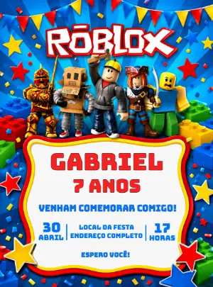 Convite de Aniversário Roblox Colorido para Editar Online