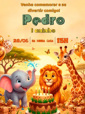 Safari Birthday Invitation – Static – Alegria no ar