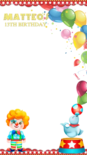 Editable Circus Birthday Party Photo Frame Template