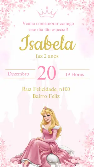 Invitación de cumpleaños Princesas – Estático – Seu Convite Personalizado