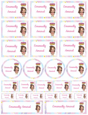 Kit Etiquetas Escolares Avatar World Tons Pastel para Editar