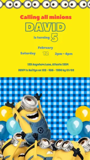 Editable Minions Animated Birthday Party Video Invitation