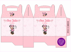 Caixa Milk Minnie Rosa Editável para Aniversário Infantil