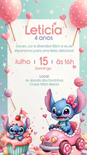 Invitación de cumpleaños Stitch – Estático – CollorGraph Convites