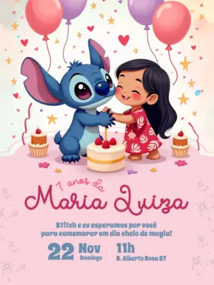 Invitación de cumpleaños Stitch – Estático – Querido Convite