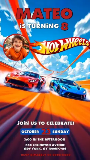 Hot Wheels Animated Birthday Invitation | Editable Video Template