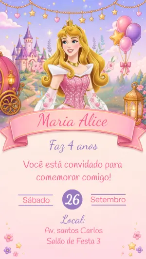 Invito di compleanno Principesse – Statico – CollorGraph EDITOR