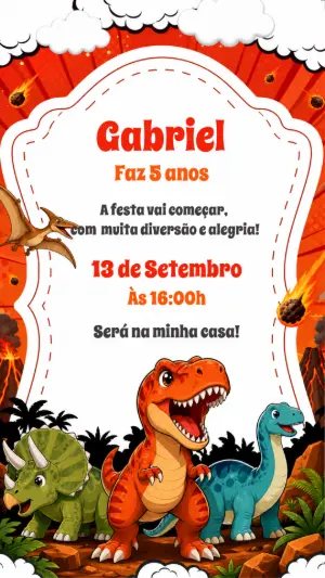 Invitación de cumpleaños Dinosaurio – Estático – CollorGraph Convites