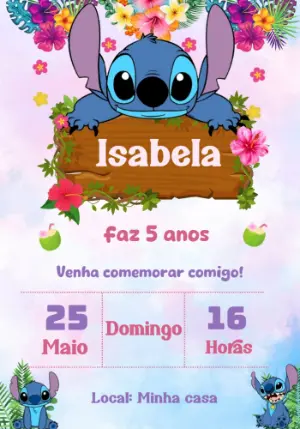 Invitación de cumpleaños Stitch – Estático – Baby Convites