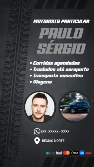 Cartão de Visita Motorista Particular Moderno para Editar Online