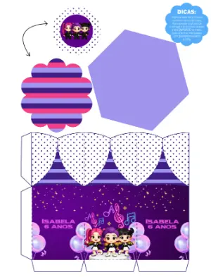 Arquivo de Corte Centro de Mesa Guerreiras do Kpop Roxo para Imprimir