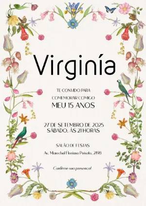 Convite 15 Anos Rústico com Flores Silvestres para Editar