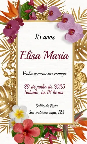 Quinceañera Invitation – Static – Convite digital - Edite você mesmo