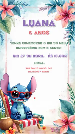 Invitación de cumpleaños Stitch – Estático – CollorGraph Convites