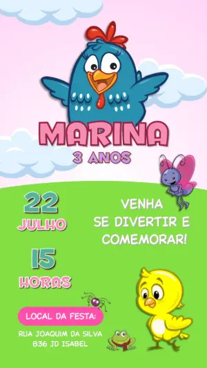 Convite Aniversário Galinha Pintadinha para Editar Online