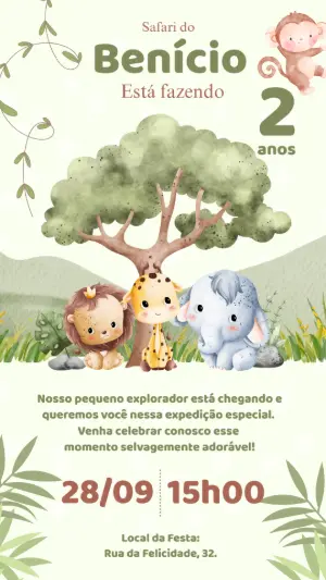 Safari Birthday Invitation – Static – Alegria no ar