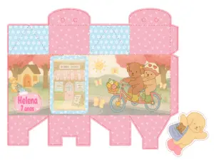 Caixa Aniversário Ursinhos Bobbie Goods para Editar Online