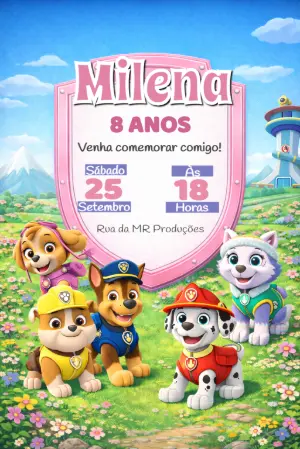Invito di compleanno Paw Patrol – Statico – Michelle 