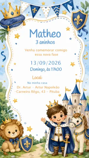 Convite de Aniversário O Pequeno Príncipe Editável