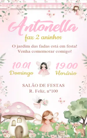 魔法花园生日邀请函 – 静态 – Seu Convite Personalizado