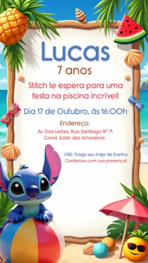Invitación de cumpleaños Stitch – Estático – CollorGraph Convites