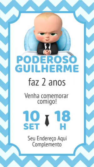 Convite Aniversário Poderoso Chefinho para Editar Online