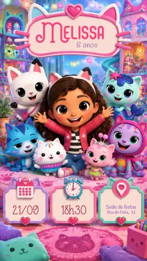 Convite de Aniversário A Casa Mágica da Gabi Editável