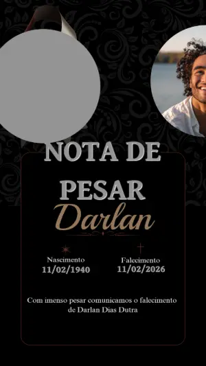 Nota de Pesar Elegante com Foto para Editar