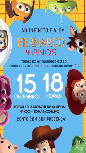 Invitation d'anniversaire Toy Story – Statique – Criattive Convite Digital