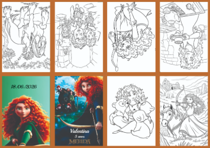 Livrinho de Colorir Merida Valente: Arte Digital para Editar