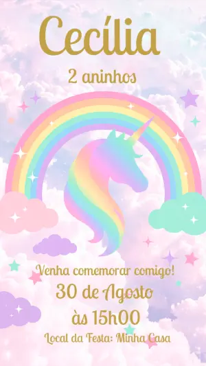 独角兽生日邀请函 – 静态 – Alegria no ar