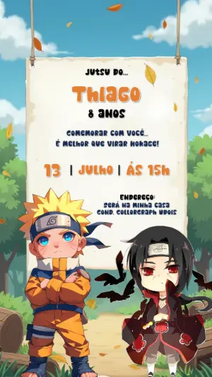 Convite Naruto Editável Online para Festa de Aniversário