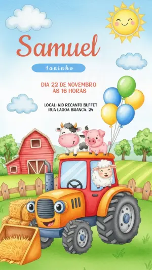 Convite aniversário Fazendinha
