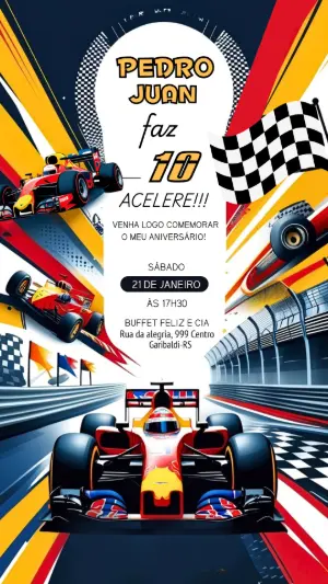 Convite de Aniversário Fórmula 1 para Editar