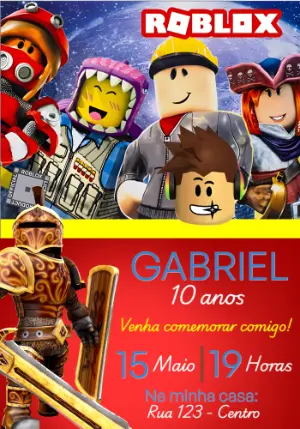 Convite de Aniversário Roblox Menino para Editar Online
