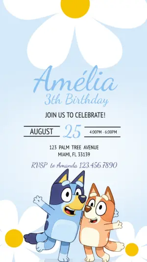 Editable Bluey and Bingo Birthday Party Invitation