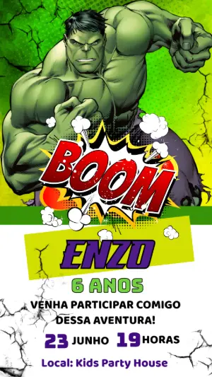 Convite de Aniversário do Incrível Hulk para Editar Online