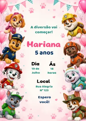 Invito di compleanno Paw Patrol – Statico – KC Design
