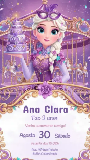 Invitación de cumpleaños Princesas – Estático – CollorGraph Convites