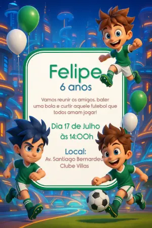 Soccer Birthday Invitation – Static – Convites Digitais Exclusivos