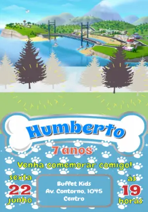 Convite Animado Aniversário Patrulha Canina para Editar Online