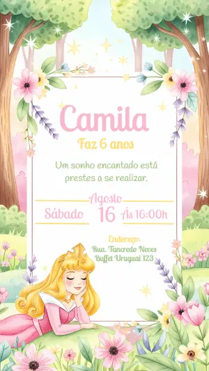 Invitación de cumpleaños Princesas – Estático – CollorGraph Convites