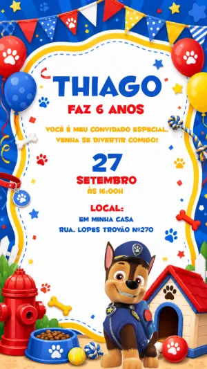 Invito di compleanno Paw Patrol – Statico – CollorGraph EDITOR