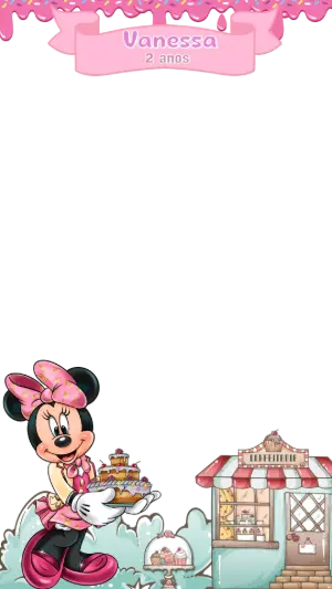 Moldura Aniversário Confeitaria da Minnie para Editar Online