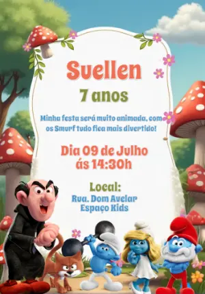 Convite de Aniversário Smurfs para Editar Online